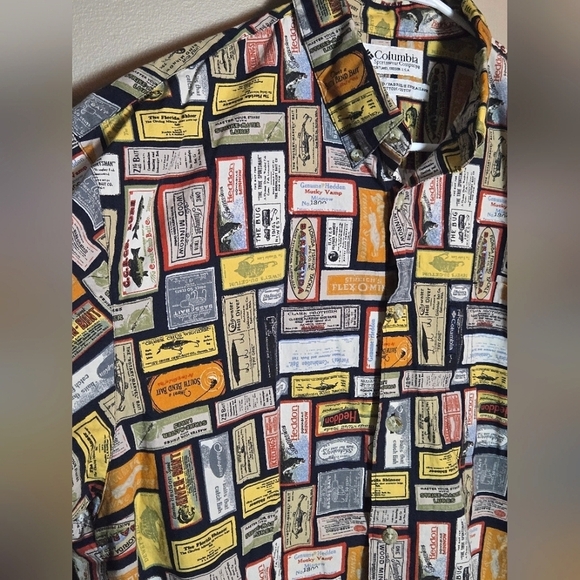 Men's Vintage Columbia 90's Fishing Short Sleeve 100% Cotton Button Up, Size Med - Picture 2 of 3